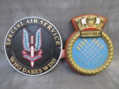 A SHIPS PLAQUE- HMS SHEFFIELD (The Sheffield was a type 42 class guided missile destroyer, sunk