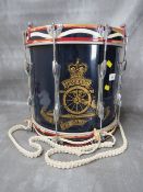 A ROYAL ARTILLERY (QEII) MARCHING DRUM BY PREMIER, transfer badge with some wear, H 37 cm, Dia. 37.5