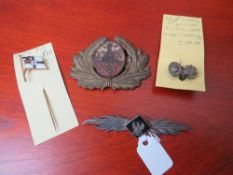 GERMAN BADGES AND PINS, to include a WWI national war flag stick pin and Kyffhauser monument