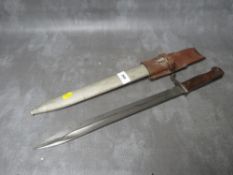A WWI GERMAN IMPERIAL BUTCHER BAYONET, makers mark of Simson & Co. SUHL, spine of blade has date