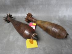 A WW2 GERMAN INERT 8cm MORTAR, plus an inert 75mm example, both with nose caps and fins (2)