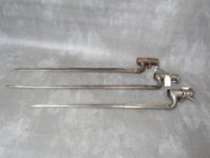 THREE VARIOUS SOCKET BAYONETS, to include an 1897 Cadet and an 1853 Enfield (3)