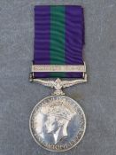 GENERAL SERVICE MEDAL, bar Palestine 1945-48 named to 3766798 W.O. CL I. A. G. WILLIAMS