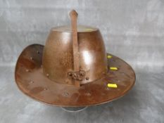 REPLICA ENGLISH CIVIL WAR TYPE HELMET, with part upturned brim and adjustable nose guard