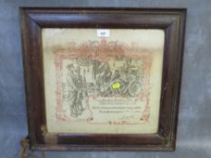 A WWI HONORABLY DISCHARGED CERTIFICATE, NAMED TO 353044 LANCE CORP. RICHARD GOLD, Royal Warwickshire