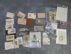 A BOX OF MILITARY INTEREST POSTCASRDS, EPHEMERA AND BANKNOTES
