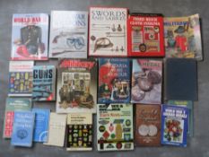 A WOODEN CRATE OF MILITARY REFERENCE BOOKS, to include 'Janes Gun Recognition Guide', 'Third Reich