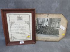 A FRAMED WW2 MEMORIAL SCROLL FOR FLIGHT SGT. PERCY BAKER RAF, issued 1946 by the GPO, along with a