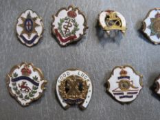 FOURTEEN ENAMEL SWEETHEART BROOCHES, to include North Staffs, Royal Berkshires, Cameron Highlanders,