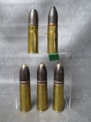 FIVE WWI FRNCH INERT POM POM SHELLS (5)