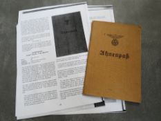 A WW2 GERMAN ARYAN FAMILY TREE RECORD BOOK, filled in with details going back to the 18th century