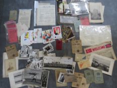 A TRAY OF MILITARY INTEREST EPHEMERA AND PHOTOGRAPHS, to include R.A.F. and R.N items