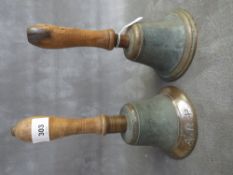 TWO WW2 ARP HANDBELLS, one A/F (2)