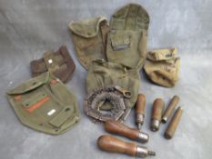 A US ISSUE MILITARY JEEP SAW, and a quantity of canvas US issue tool covers etc.