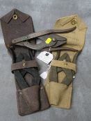 WWI BRITISH WIRE CUTTERS DATED 1916, in canvas belt holder, along with two WWII sets dated 1940
