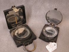 TWO BRITISH WW2 MARCHING COMPASSES