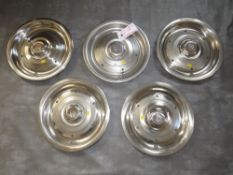 FIVE VINTAGE ROLLS ROYCE VENTED HUB CAPS (5)
