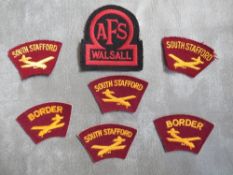 THREE PAIRS OF 'SOUTH STAFFORD' GLIDER PATCHES, and a Walsall AFS cloth badges