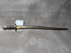 AN ENFIELD 1856 PATTERN SWORD BAYONET, with chequered leather grips (Lacking scabbard), L 72 cm