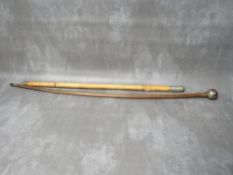 TWO MILITARY OFFICERS SWAGGER STICKS, badged for Royal West Surrey Regiment and University of London