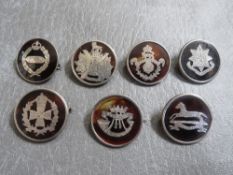SEVEN SILVER AND TORTOISESHELL SWEETHEART BROOCHES, for Kings Own Scottish Borders, Coldstream