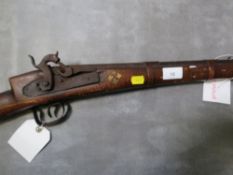 A 19TH CENTURY INDIAN / MIDDLE EASTERN JAZAIL RIFLE, fitted with a percussion lock, inlaid bone