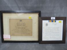 WWI MEDAL CERTIFICATE, issued to casualty PTE John Cooper 4th Suffolk Regt. No 201133 (entitled to