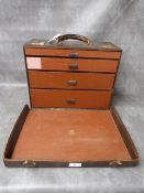 A MID 20TH CENTURY MIDWIFE'S CASE AND CONTENTS, brown leather outer, fitted interior with two