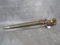 A US WWI BAYONET, in scabbard, with leather frog