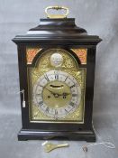 A LATE 18TH CENTURY EBONISED BRACKET CLOCK BY WILLIAM WRIGHT, SOUTHWARK, with twin fusee movement