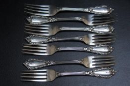 CHAWBER & C0 - A SET OF HALLMARKED SILVER DECORATIVE DOUBLE STRUCK FORKS BY GEORGE ADAMS - LONDON