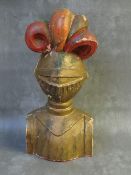 AN EARLY 20TH CENTURY FAIRGROUND CARVING OF A KNIGHT, H 40 cm