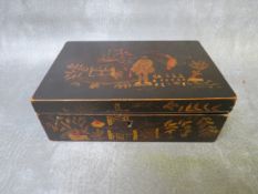 A CHINESE PAINTED DECORATIVE BOX, L 18 cm, W 12 cm, D 6 cm