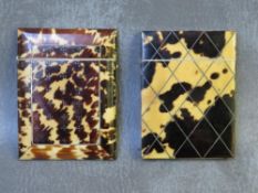 TWO 19TH CENTURY TORTOISESHELL CARD CASES, L 10 cm
