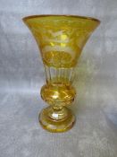 A 20TH CENTURY FLASH CUT TRUMPET SHAPED VASE, H 22.5 cm
