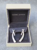 GEORG JENSEN - A PAIR OF HALLMARKED SILVER CONTEMPORARY STYLE EARRINGS, with makers mark, overall