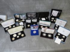 A COLLECTION OF FIFTEEN ROYAL MINT SILVER PROOF COIN SETS AND SINGLES, to include British Bridges