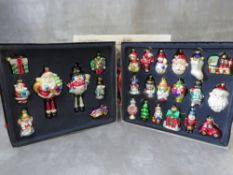 A BOXED SET OF TWENTY SIX BLOWN GLASS CHRISTMAS BAUBLES