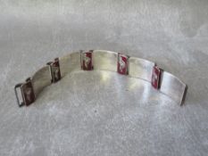 JENS TAGE HANSEN - A MODERNIST DANISH STERLING PANEL LINK BRACELET, approx L 18 cm