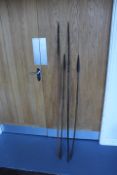 TWO ANTIQUE 19TH CENTURY SOUTH AFRICAN ZULU TRIBAL ART SPEARS, and two other African barbed