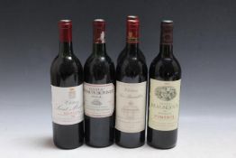 5 BOTTLES OF PAUILLAC AND POMEROL BORDEAUX RED WINES CONSISTING OF 1 BOTTLE OF CHATEAU LES HAUTS