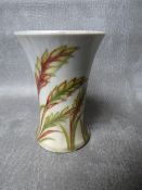 A WILLIAM MOORCROFT 'WAVING CORN' PATTERN FLARED VASE, impressed and signed marks to base, H 11 cm