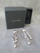 GEORG JENSEN - HALLMARKED SILVER EARRINGS, makers mark GJLd., overall drop 6.5 cm, boxed