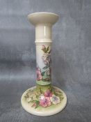 A MOORCROFT 'CHERRY BLOSSOM' CANDLESTICK, cream, green and pale blue ground with tube-lined cherry