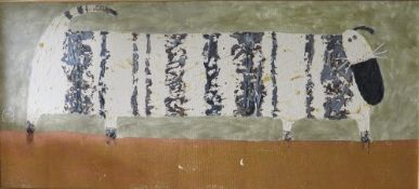 GOVINDER NAZRAN (1964-2008). 'JOHNNY', oil on canvas, signed left, framed, 39 x 87 cm