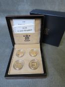 QEII BRITISH BRIDGES, gold proof one pound coin, 4 piece set, 2004, 2005, 2006 and 2007, in case