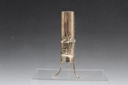 A CHINESE EXPORT SILVER BUD VASE, with character marks to base - possibly for Cumwo, approx weight