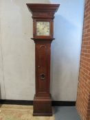 AN OAK CASED 30 HOUR LONG CASE CLOCK BY THOMAS BROWN OF LITCHBOROUGH, having a birdcage movement,