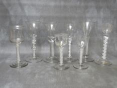 A COLLECTION OF EIGHT ASSORTED AIRTWIST 18TH CENTURY AND LATER WINE AND OTHER GLASSES, to include