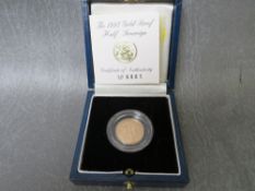 A QEII 1997 GOLD PROOF HALF SOVEREIGN, in box of issue with COA